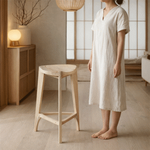 Barska stolica javor u mninimalističkom japandi ambijentu