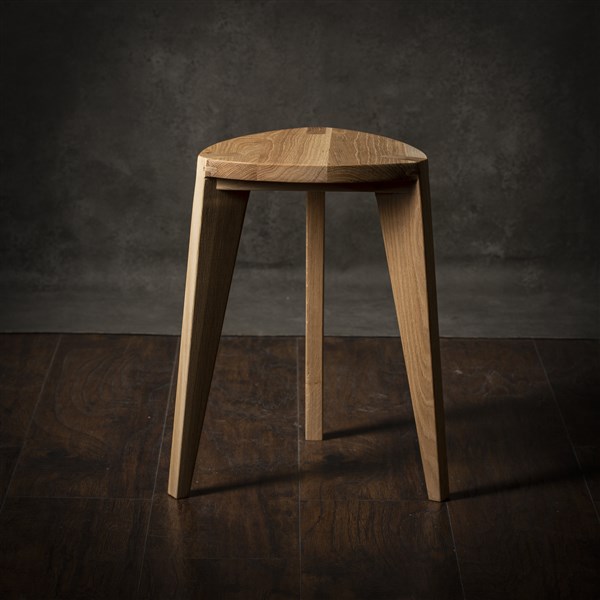 Oak stool flet seat (3) Drvena hoklica M45 Hrast