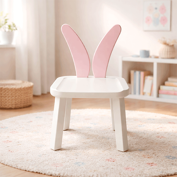 Big-Bunny-4 Dečija roze bela stolica pogled od napred
