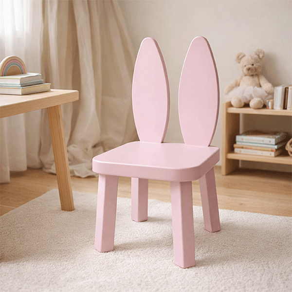 Little-bunny-9 Roze dečija stolica u ambijentu dečije sobe